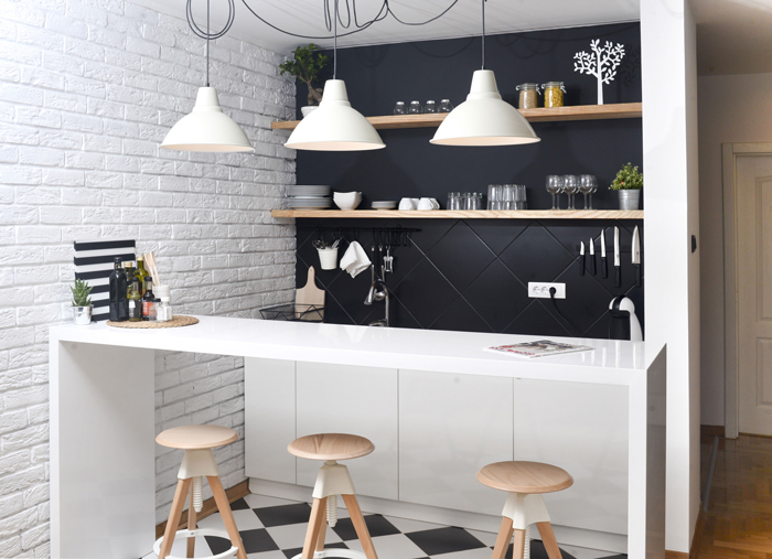 A current trend in kitchen décor, open shelves help your kitchen feel airy and give a lot of space for your creativity