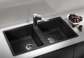 Sink, Silgranit, Blanco Zia 9, double bowl, 86 cm