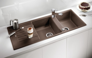 Sink, Silgranit, Blanco Zia 8 S, double bowl with drainer, 116 cm