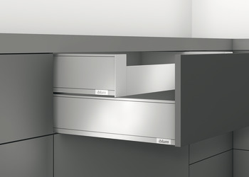 Front component, Legrabox pure, drawer side height 83 mm, for internal drawer box with railing