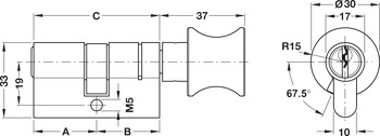 Profile Cylinder, Standard Startec profile, double cylinder with thumbturn