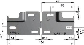 Wall Plate, Double, for Libra Cabinet Hangers, WP5