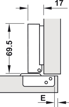 Concealed hinge, Metalla SM 95°, for thick door, full overlay mounting