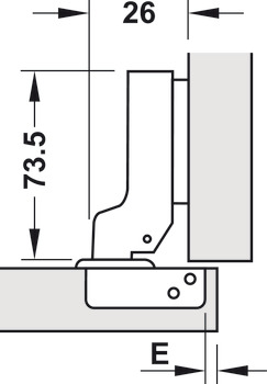 Concealed hinge, Metalla SM 110° standard, steel, half overlay mounting