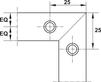 Corner connector, for narrow frame profile