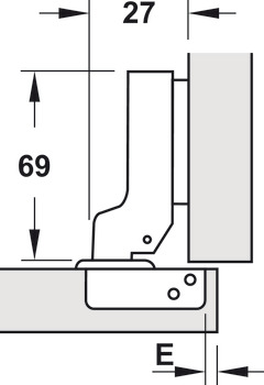 Concealed hinge, Metalla SM 95°, for thick door, half overlay mounting