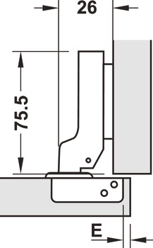 Concealed hinge, Metalla SM 110°, stainless steel, half overlay mounting