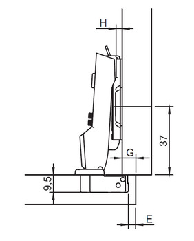 Concealed hinge, Metalla SM 95° mini, steel, half overlay mounting