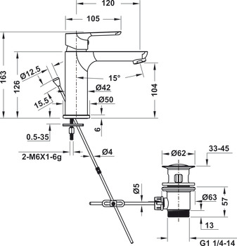Basin mixer, UNI 100, Single lever