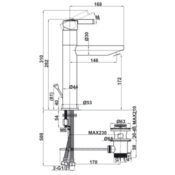 Basin mixer, Vigor 170, Single lever
