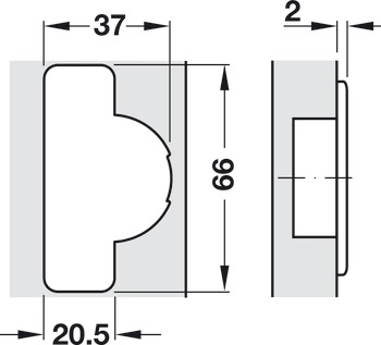 Concealed hinge, Häfele Duomatic 110°, full overlay mounting
