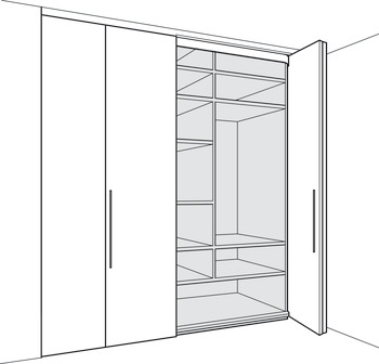 Wooden folding sliding doors, HAWA Folding Concepta 25, set, hinges with soft closing mechanism