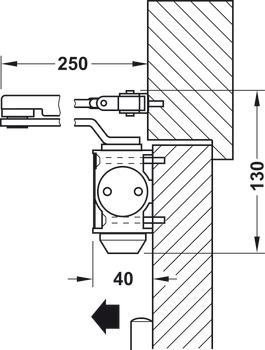 Overhead door closer, DCL 15, EN 2–4, with arm, Startec