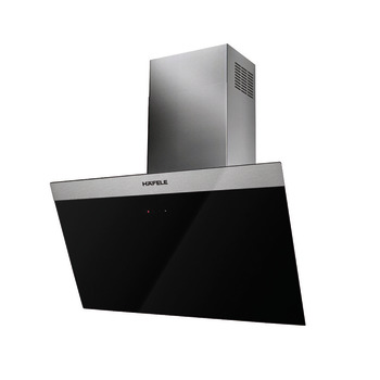Wall-mounted hood, Black glass panel, glass touch electronic control, 90 cm