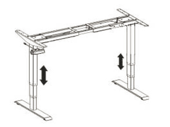 Chân bàn, Hệ thống bàn nâng hạ chữ L Häfele, thiết kế 3 chân với hộp điều khiển và chức năng ghi nhớ